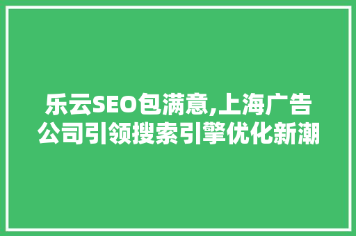 乐云SEO包满意,上海广告公司引领搜索引擎优化新潮流