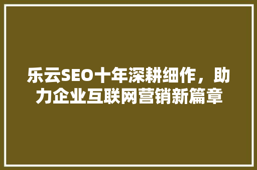 乐云SEO十年深耕细作，助力企业互联网营销新篇章