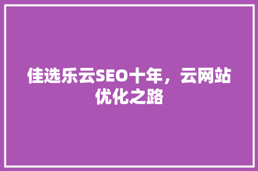 佳选乐云SEO十年，云网站优化之路
