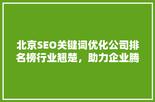 北京SEO关键词优化公司排名榜行业翘楚，助力企业腾飞