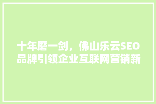 十年磨一剑，佛山乐云SEO品牌引领企业互联网营销新篇章