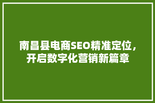 南昌县电商SEO精准定位，开启数字化营销新篇章