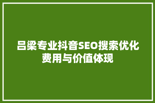 吕梁专业抖音SEO搜索优化费用与价值体现