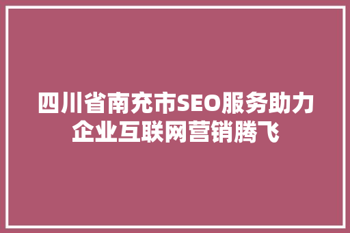 四川省南充市SEO服务助力企业互联网营销腾飞