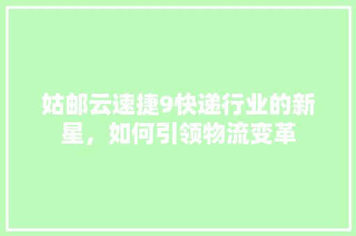 姑邮云速捷9快递行业的新星，如何引领物流变革