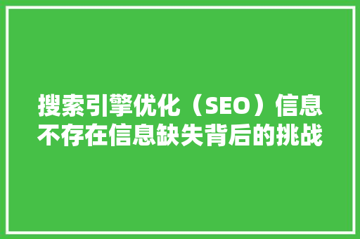 搜索引擎优化（SEO）信息不存在信息缺失背后的挑战与应对步骤