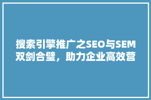 搜索引擎推广之SEO与SEM双剑合璧，助力企业高效营销