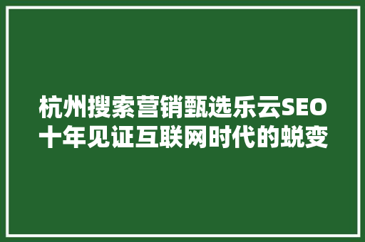 杭州搜索营销甄选乐云SEO十年见证互联网时代的蜕变与发展