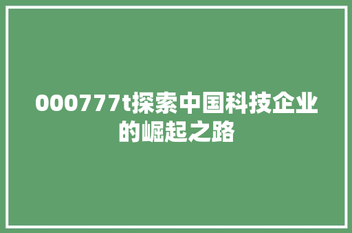 000777t探索中国科技企业的崛起之路