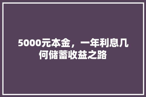 5000元本金，一年利息几何储蓄收益之路