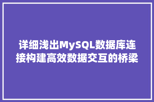 详细浅出MySQL数据库连接构建高效数据交互的桥梁