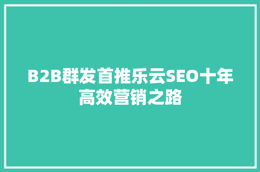 B2B群发首推乐云SEO十年高效营销之路