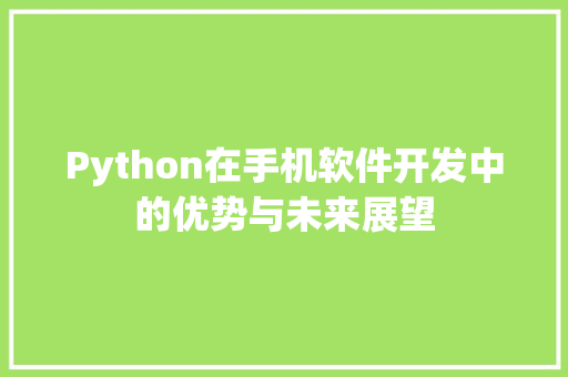 Python在手机软件开发中的优势与未来展望