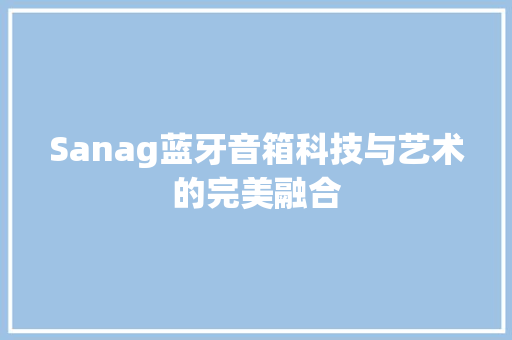 Sanag蓝牙音箱科技与艺术的完美融合
