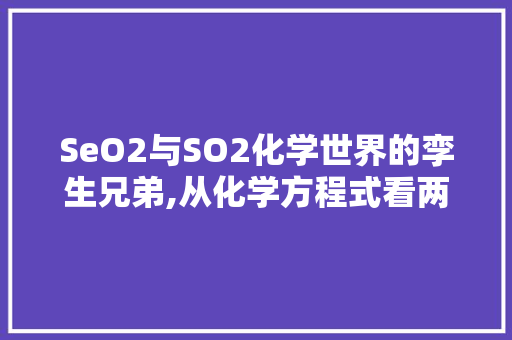 SeO2与SO2化学世界的孪生兄弟,从化学方程式看两者的相似与区别