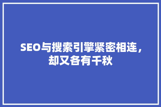 SEO与搜索引擎紧密相连，却又各有千秋
