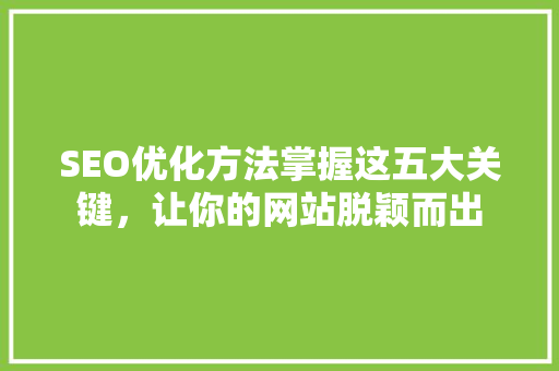 SEO优化方法掌握这五大关键，让你的网站脱颖而出