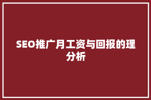 SEO推广月工资与回报的理分析