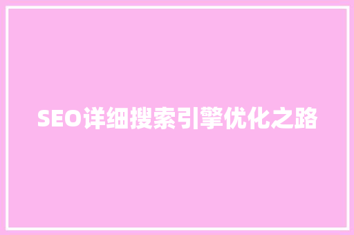 SEO详细搜索引擎优化之路