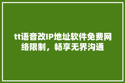 tt语音改IP地址软件免费网络限制，畅享无界沟通