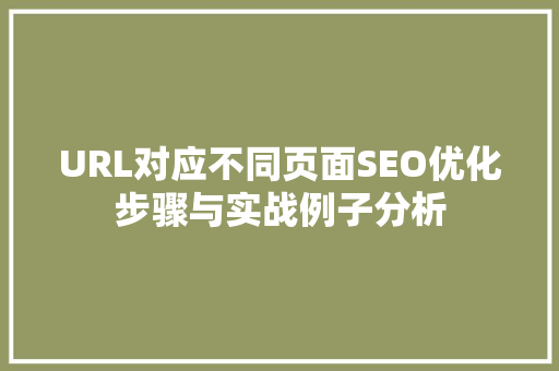 URL对应不同页面SEO优化步骤与实战例子分析