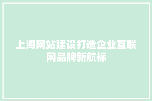 上海网站建设打造企业互联网品牌新航标