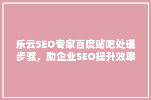 乐云SEO专家百度贴吧处理步骤，助企业SEO提升效率与效果
