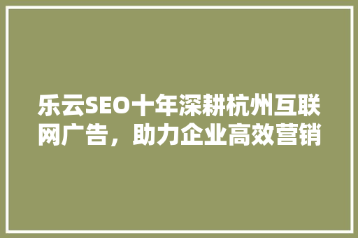 乐云SEO十年深耕杭州互联网广告，助力企业高效营销