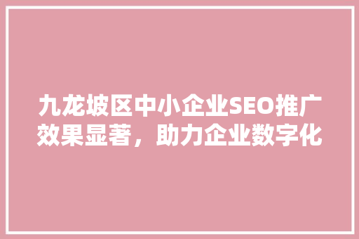 九龙坡区中小企业SEO推广效果显著，助力企业数字化转型
