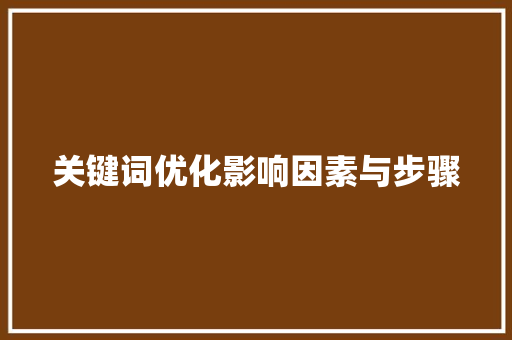 关键词优化影响因素与步骤