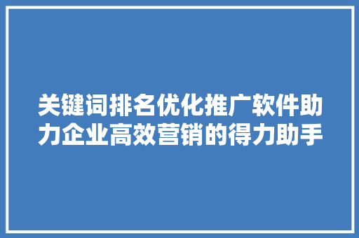 关键词排名优化推广软件助力企业高效营销的得力助手