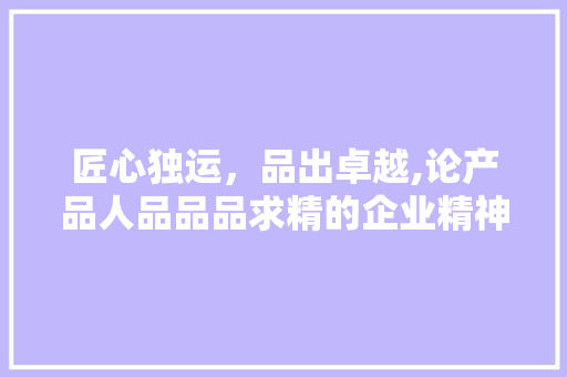 匠心独运，品出卓越,论产品人品品品求精的企业精神