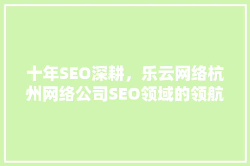 十年SEO深耕，乐云网络杭州网络公司SEO领域的领航者
