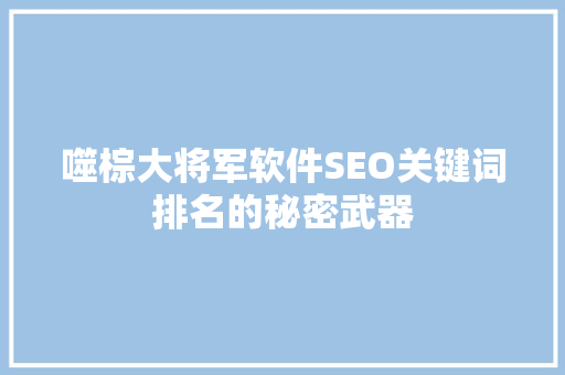 噬棕大将军软件SEO关键词排名的秘密武器
