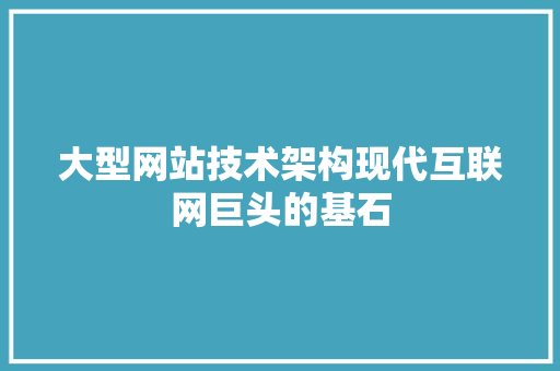 大型网站技术架构现代互联网巨头的基石