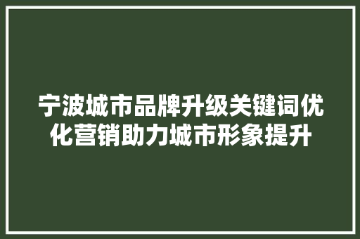 宁波城市品牌升级关键词优化营销助力城市形象提升
