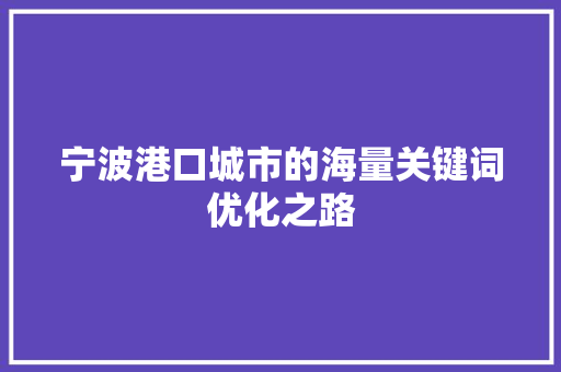 宁波港口城市的海量关键词优化之路