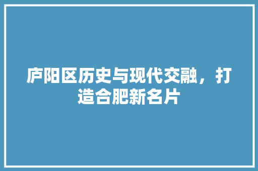 庐阳区历史与现代交融，打造合肥新名片