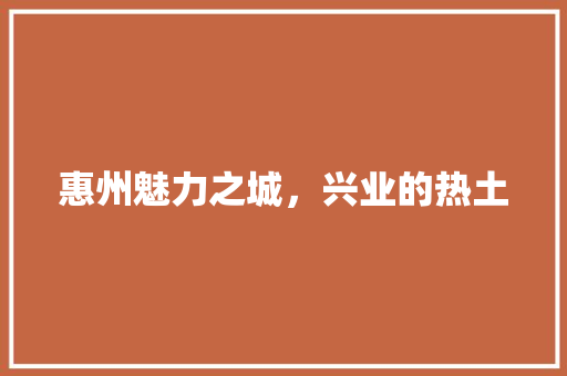 惠州魅力之城，兴业的热土
