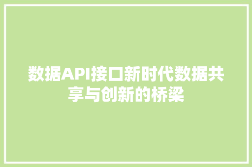 数据API接口新时代数据共享与创新的桥梁