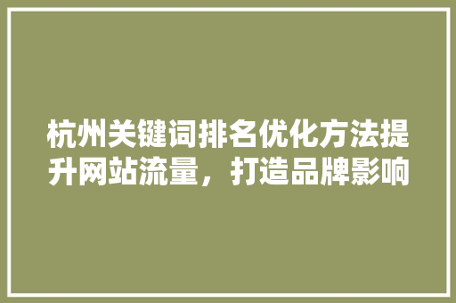 杭州关键词排名优化方法提升网站流量，打造品牌影响力
