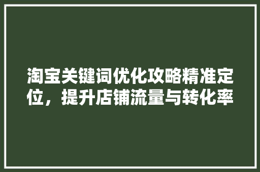 淘宝关键词优化攻略精准定位，提升店铺流量与转化率