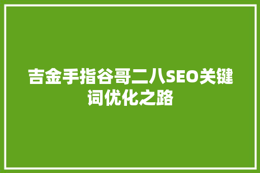 吉金手指谷哥二八SEO关键词优化之路