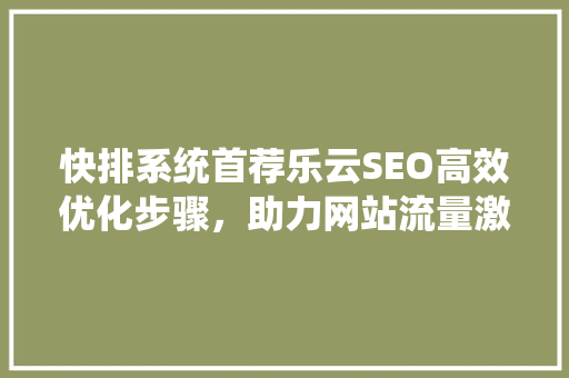 快排系统首荐乐云SEO高效优化步骤，助力网站流量激增