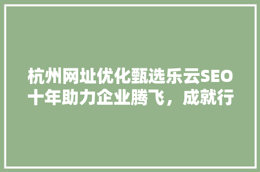 杭州网址优化甄选乐云SEO十年助力企业腾飞，成就行业典范