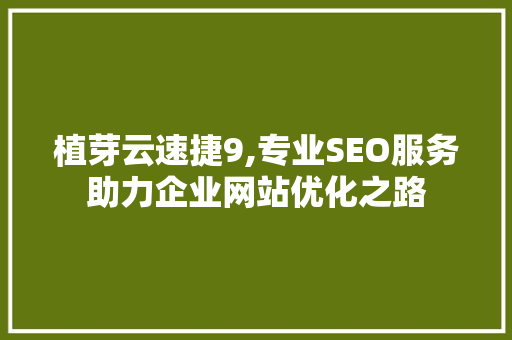 植芽云速捷9,专业SEO服务助力企业网站优化之路