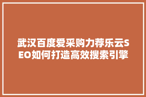 武汉百度爱采购力荐乐云SEO如何打造高效搜索引擎优化步骤