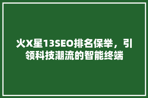 火X星13SEO排名保举，引领科技潮流的智能终端