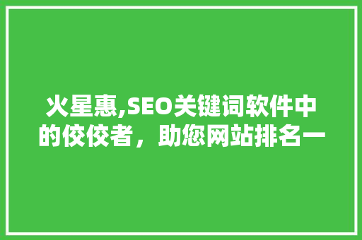 火星惠,SEO关键词软件中的佼佼者，助您网站排名一路飙升