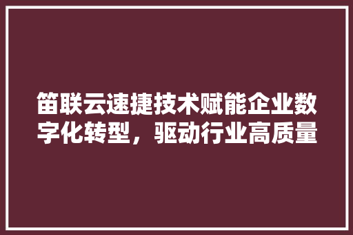 笛联云速捷技术赋能企业数字化转型，驱动行业高质量发展